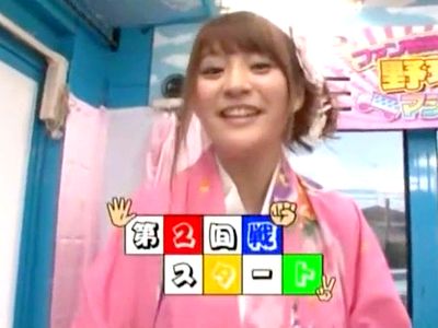 巨乳ムチムチで激カワの美女がエロ爽やかに素人男性と野球拳ゲーム企画！よい勝負を演じるが敗北！ベロチュー正常位でゴム出し！_の画像